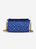 Solid Color Velvet Argyle Topstitching Chain Shoulder Bag
