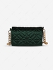 Solid Color Velvet Argyle Topstitching Chain Shoulder Bag