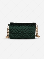 Solid Color Velvet Argyle Topstitching Chain Shoulder Bag