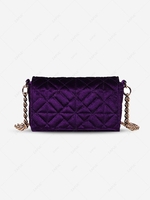 Solid Color Velvet Argyle Topstitching Chain Shoulder Bag