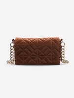 Solid Color Velvet Argyle Topstitching Chain Shoulder Bag