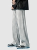 Solid Color Wave Textured Casual Pants M Gray
