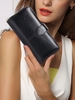 Solid Color Waxy Leather Clutch Wallet