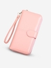 Solid Color Waxy Leather Clutch Wallet