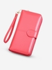 Solid Color Waxy Leather Clutch Wallet