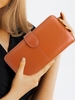 Solid Color Waxy Leather Clutch Wallet