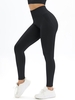 Solid Color Wide Band Waist Scrunch Butt Sports Leggings L Black