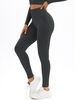 Solid Color Wide Band Waist Scrunch Butt Sports Leggings L Dark gray