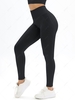 Solid Color Wide Band Waist Scrunch Butt Sports Leggings S Black