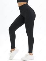 Solid Color Wide Band Waist Scrunch Butt Sports Leggings S Black