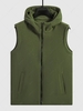 Solid Color Zip Fly Fleece Hooded Vest Jacket L Camouflage green