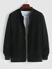 Solid Color Zip Up Stand Collar Sweat Jacket Xl Black