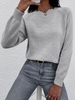Solid Crew Neck Raglan Sleeve Sweater L Light gray