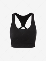 Solid Criss Cross Cut Out Back Sports Bra M Black