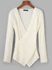 Solid Criss Cross V Neck Sweater White