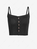 Solid Cropped Button Front Cami Top S Black