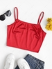 Solid Cropped Silky Cami Top L Red