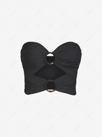 Solid Cut Out O-ring Bandeau Top M Black