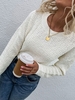 Solid Drop Shoulder Textured Sweater M White