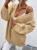 Solid Drop Shoulder Tunic Cardigan M Light coffee
