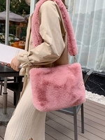 Solid Fluffy Faux Fur Shoulder Crossbody Bag