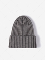 Solid Fold Over Winter Knit Cuff Beanie Hat
