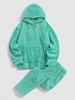Solid Front Pocket Fluffy Fleece Hoodie And Pants Two Piece Set Xl Blue