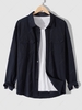 Solid Front Pockets Cargo Shirt L Midnight blue