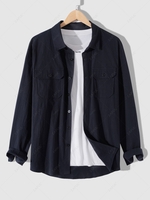 Solid Front Pockets Cargo Shirt S Midnight blue