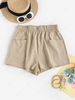 Solid High Waisted Front Pockets Shorts L Light coffee