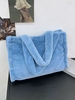Solid Large Capacity Faux Fur Shoulder Tote Bag