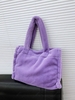 Solid Large Capacity Faux Fur Shoulder Tote Bag