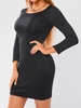 Solid Long Sleeve Sweetheart Slinky Mini Dress M Black