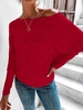 Solid Loose Dolman Sleeve Tee L Red