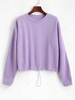 Solid Loose Toggle Drawstring Hem Sweatshirt Xl Purple mimosa