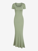 Solid Mermaid Maxi Dress M Light green