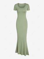 Solid Mermaid Maxi Dress S Light green
