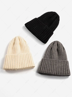 Solid Minimalist Cuff Knit Winter Beanie Hat