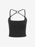 Solid O-ring Cropped Cami Top S Black