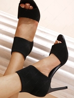 Solid Peep Toe Stiletto Heeled Sandals