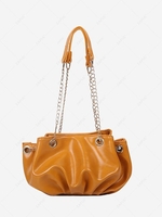 Solid Pleated Chain Shoulder Bag
