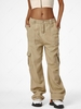 Solid Pockets Straight Cargo Pants L Light coffee