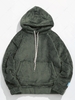 Solid Pouch Pocket Fleece Fluffy Hoodie Xs Army green