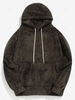 Solid Pouch Pocket Fleece Fluffy Hoodie Xs Taupe