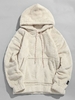 Solid Pouch Pocket Fleece Fluffy Hoodie Xs Warm white