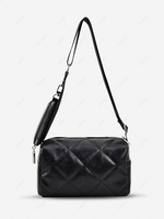 Solid Quilted Zippered Crossbody Bag with Coin Purse