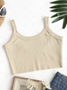 Solid Raw Hem Ribbed Crop Top S Light coffee