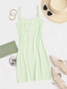 Solid Ribbed Cami Slinky Mini Dress M Green