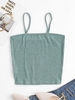 Solid Ribbed Knit Cami Top M Green