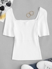 Solid Ribbed Textured Knitwear White